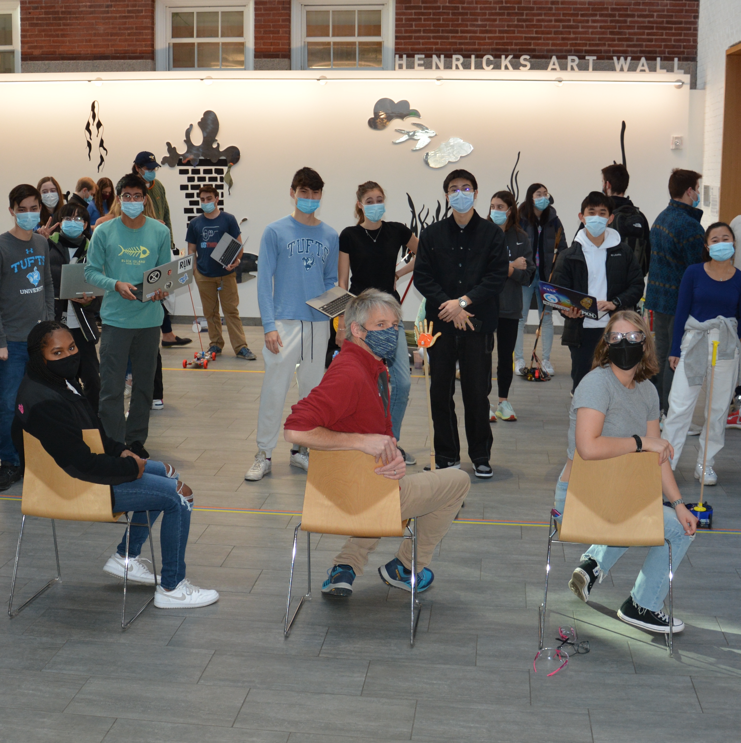 Teams and high-five recipients at the ready