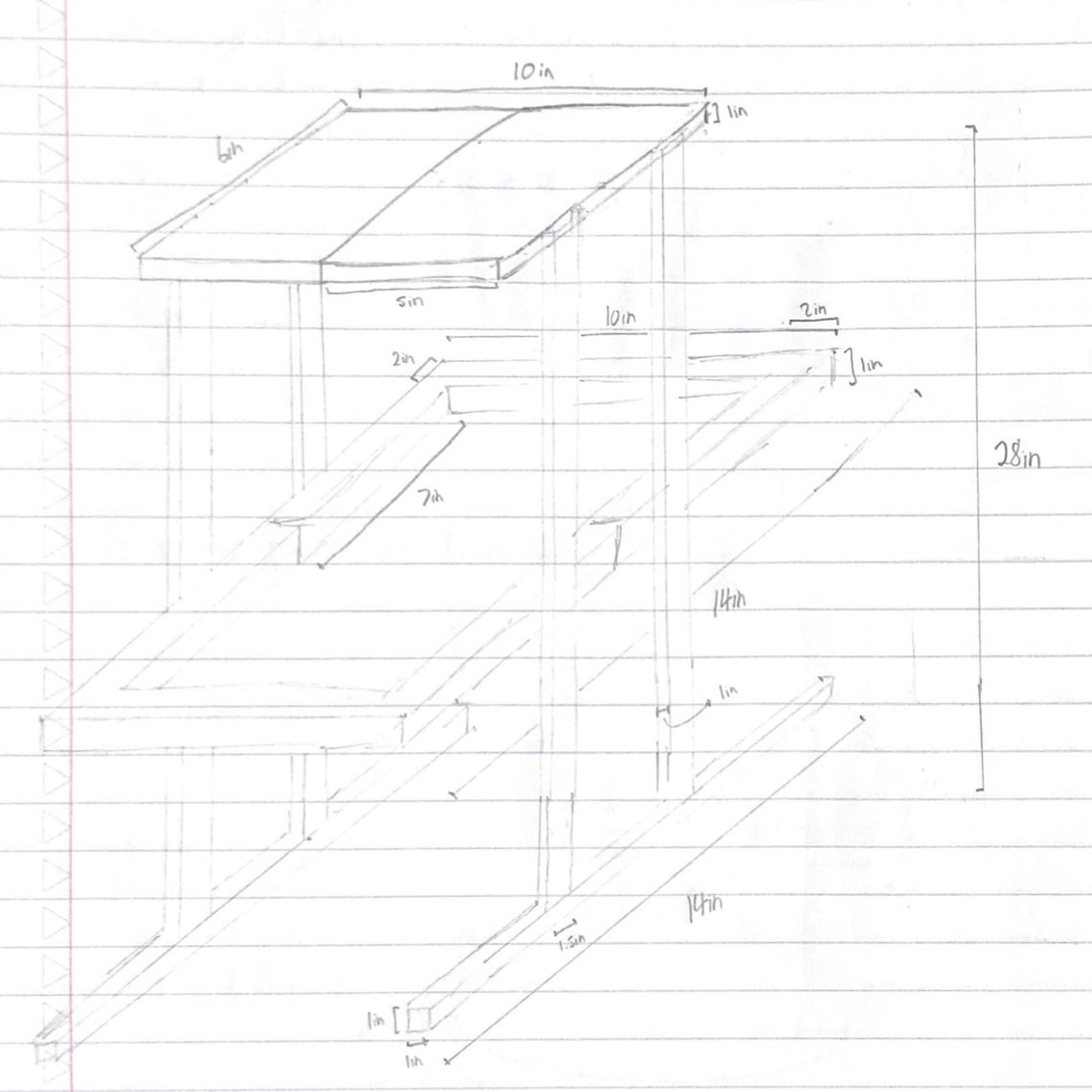 Drawing of shelf (incorrect dimensions)
